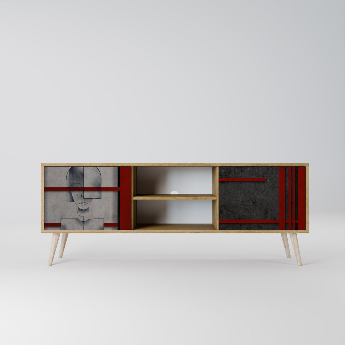 GRAY FIGURES Mueble de TV de 2 Puertas