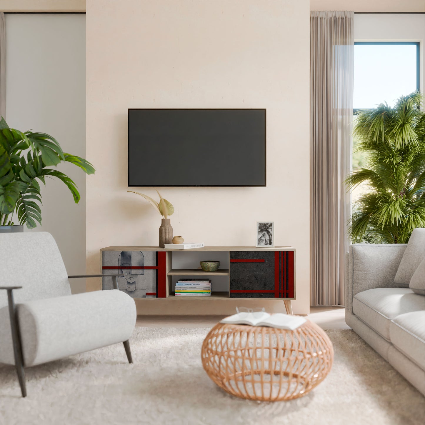 GRAY FIGURES Mueble de TV de 2 Puertas
