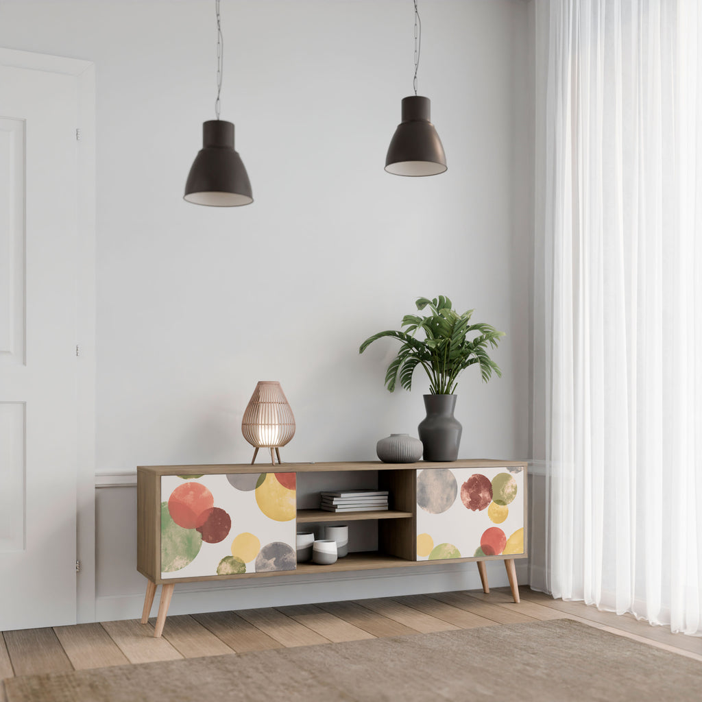 Mueble de TV FLEETING HAPPINESS de 2 puertas con efecto roble