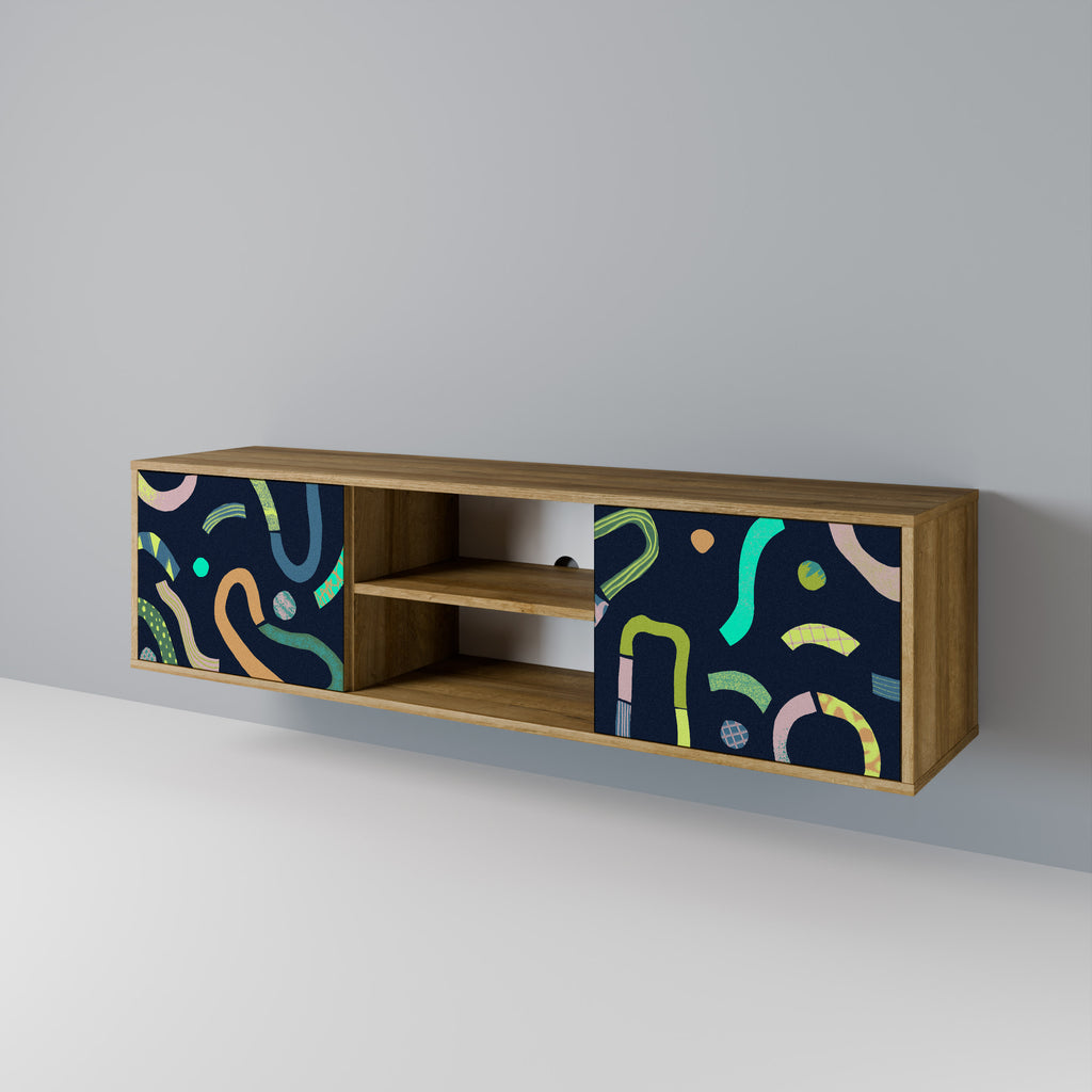 Mueble de TV de 2 puertas CONTRAST DANCE con efecto roble