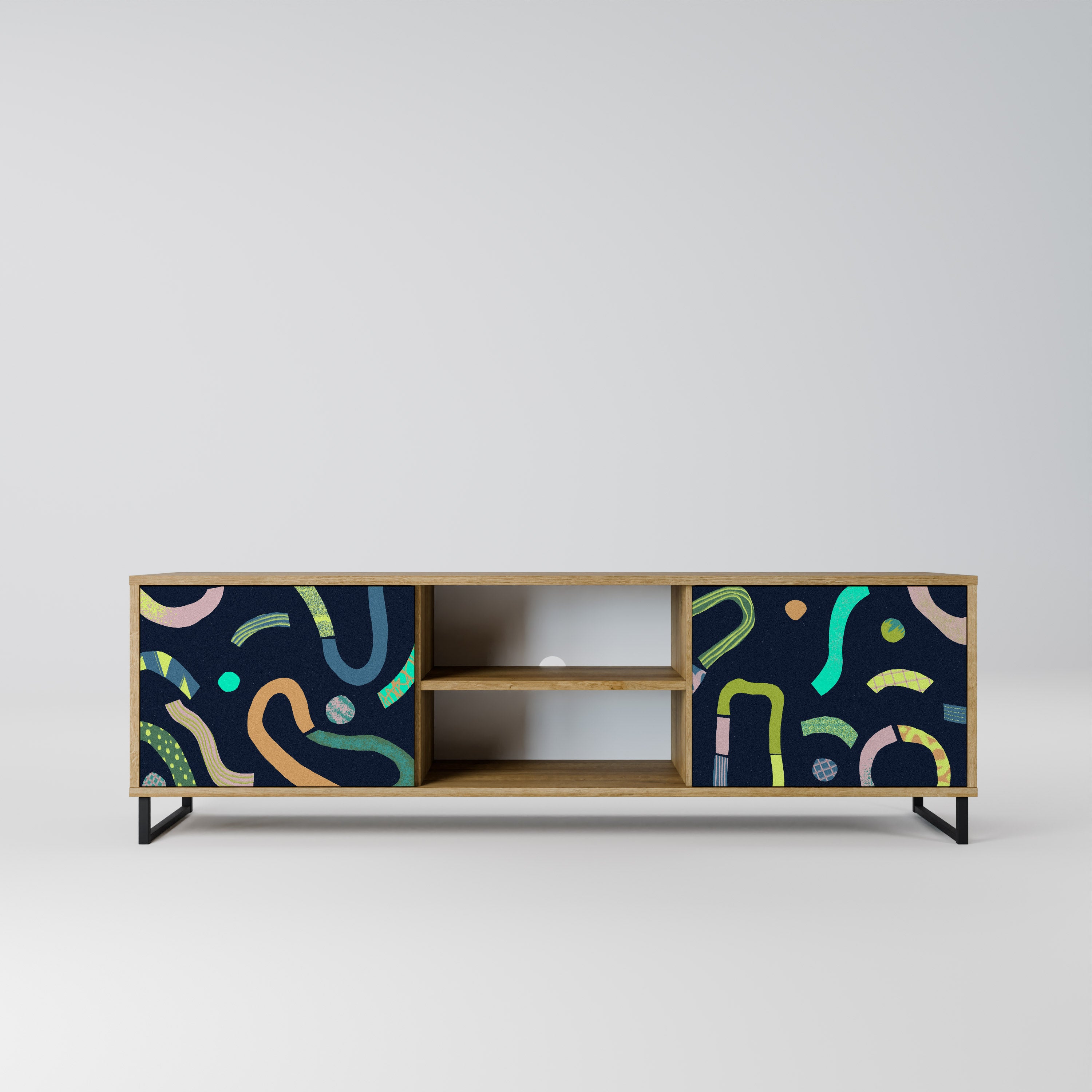 Mueble de TV de 2 puertas CONTRAST DANCE con efecto roble