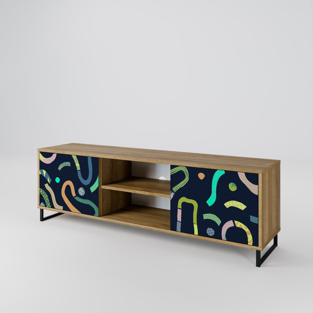 Mueble de TV de 2 puertas CONTRAST DANCE con efecto roble