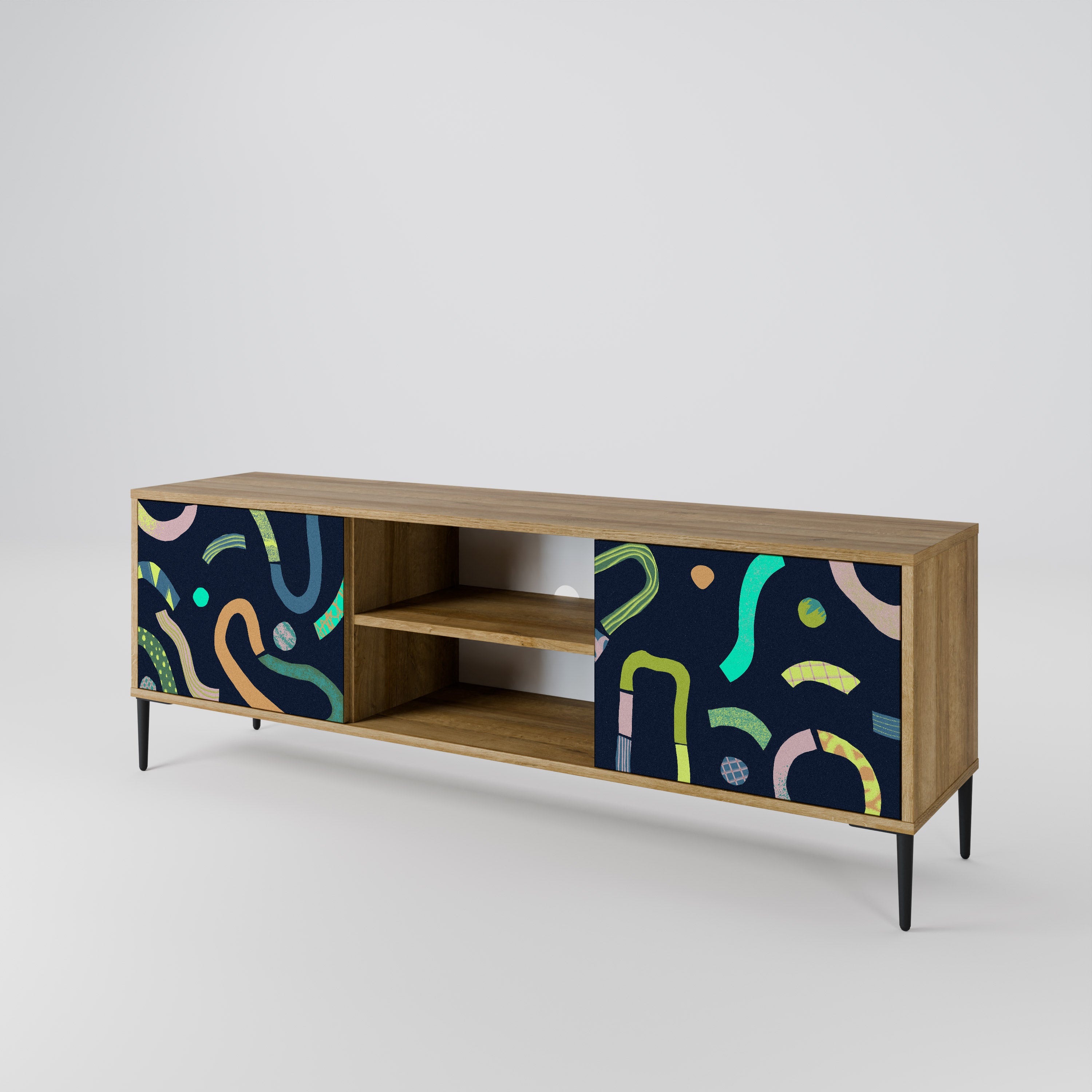 Mueble de TV de 2 puertas CONTRAST DANCE con efecto roble