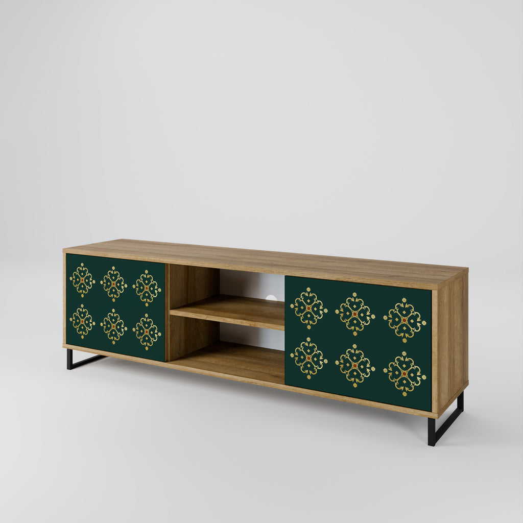 Mueble de TV de 2 puertas ROYAL MEDALLION con efecto roble