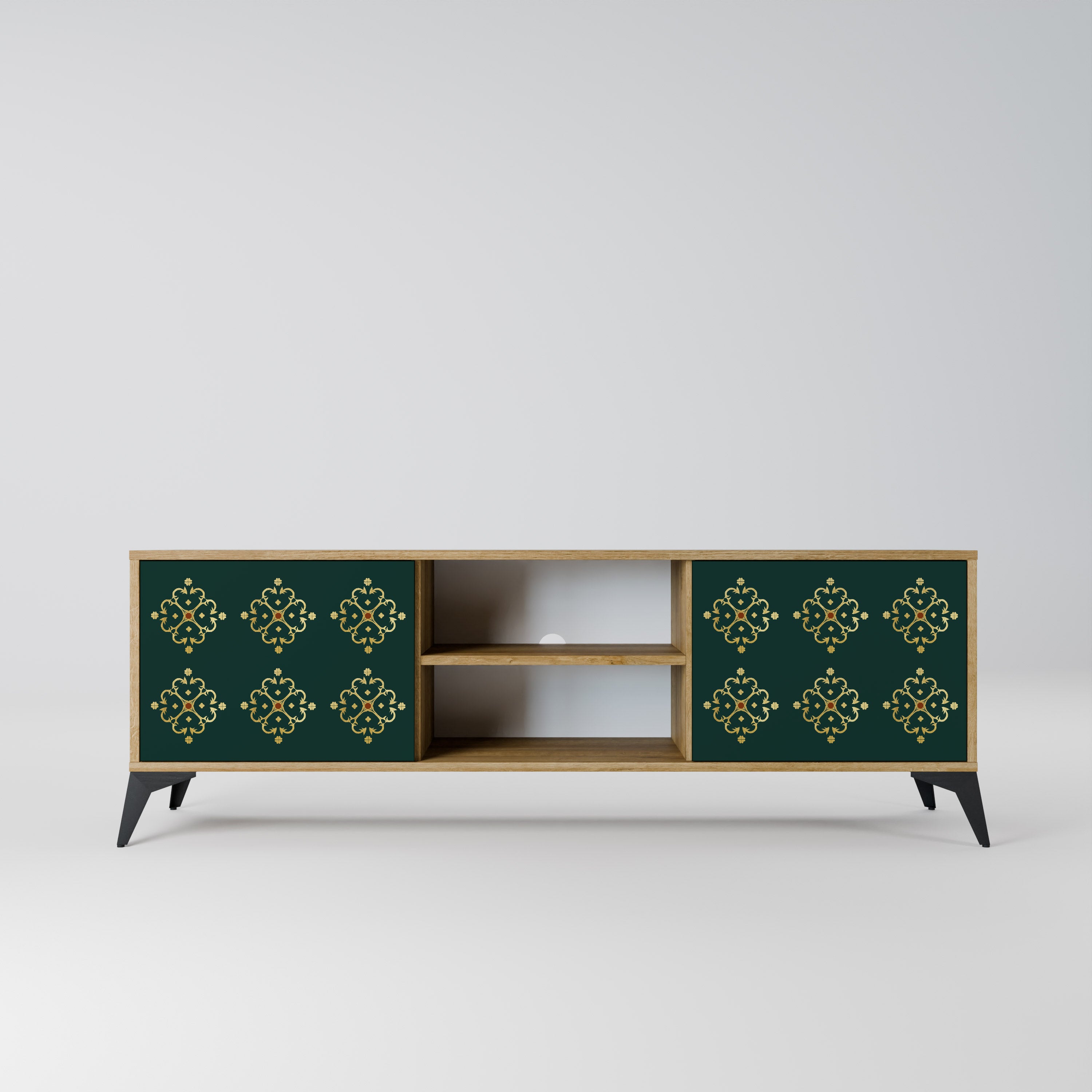 Mueble de TV de 2 puertas ROYAL MEDALLION con efecto roble