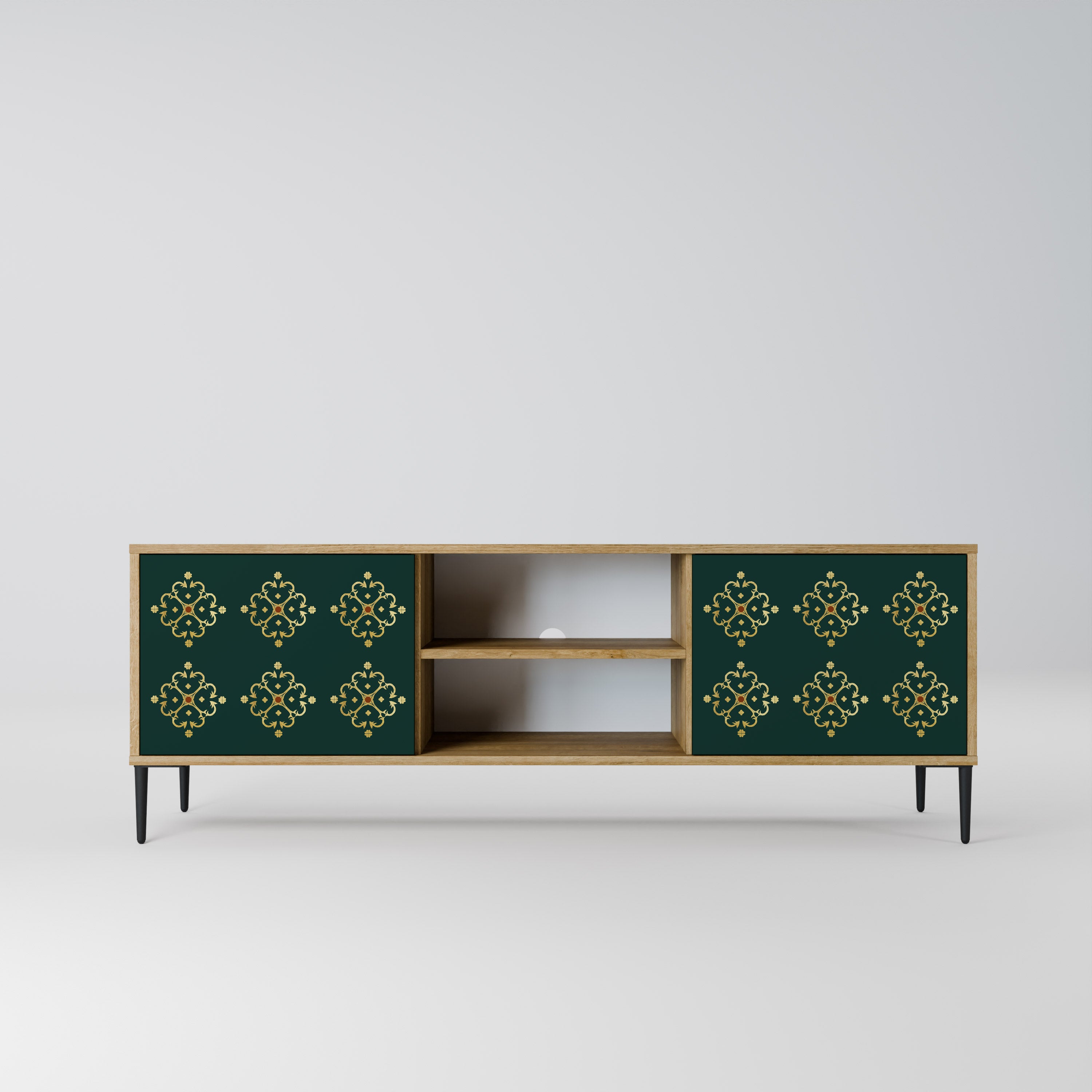 Mueble de TV de 2 puertas ROYAL MEDALLION con efecto roble