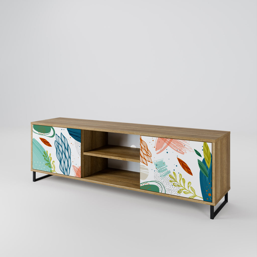 Mueble de TV de 2 puertas BOTANICAL HURRICANE con efecto roble