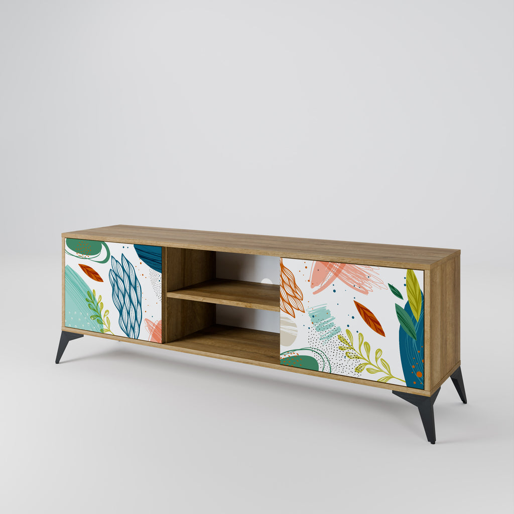 Mueble de TV de 2 puertas BOTANICAL HURRICANE con efecto roble