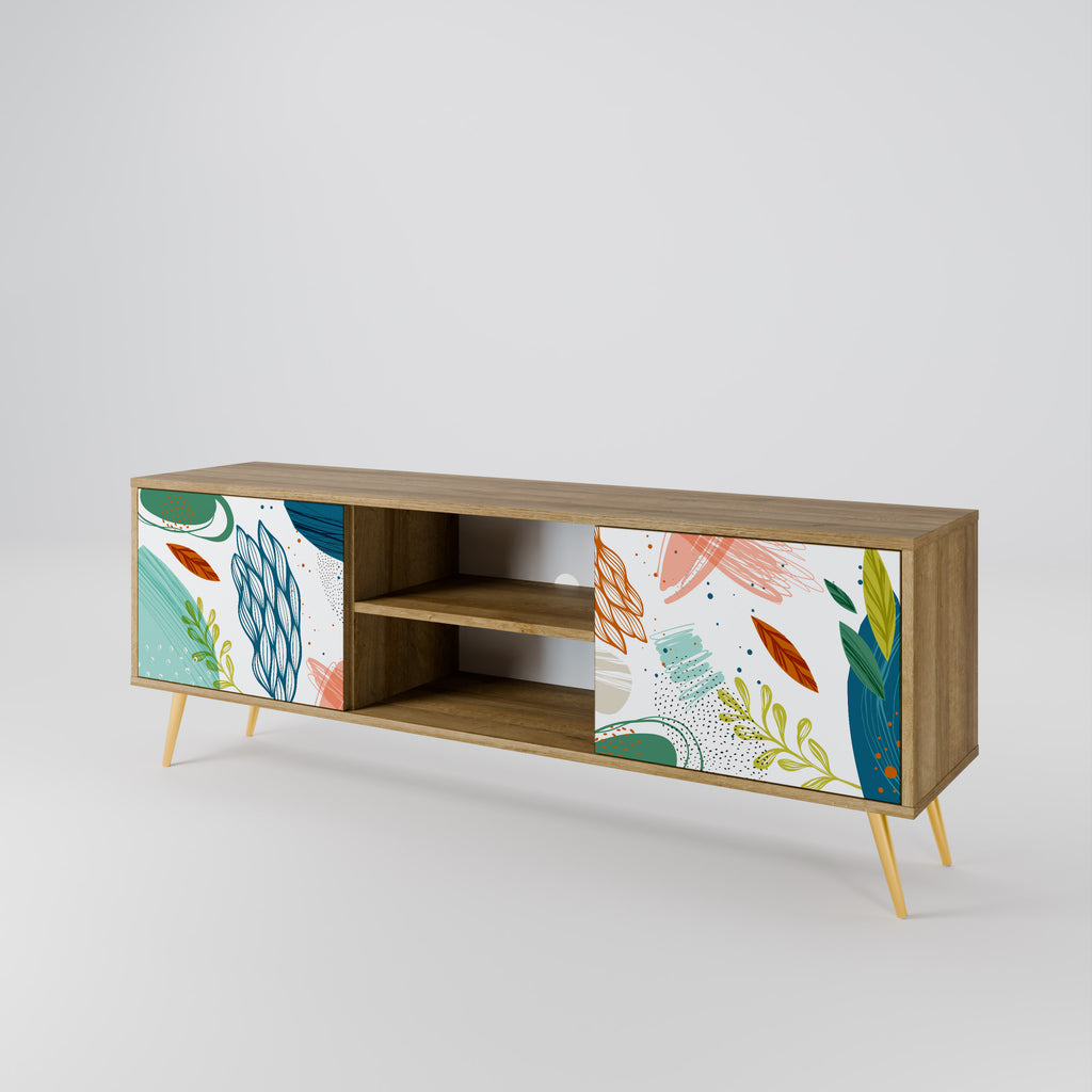 Mueble de TV de 2 puertas BOTANICAL HURRICANE con efecto roble