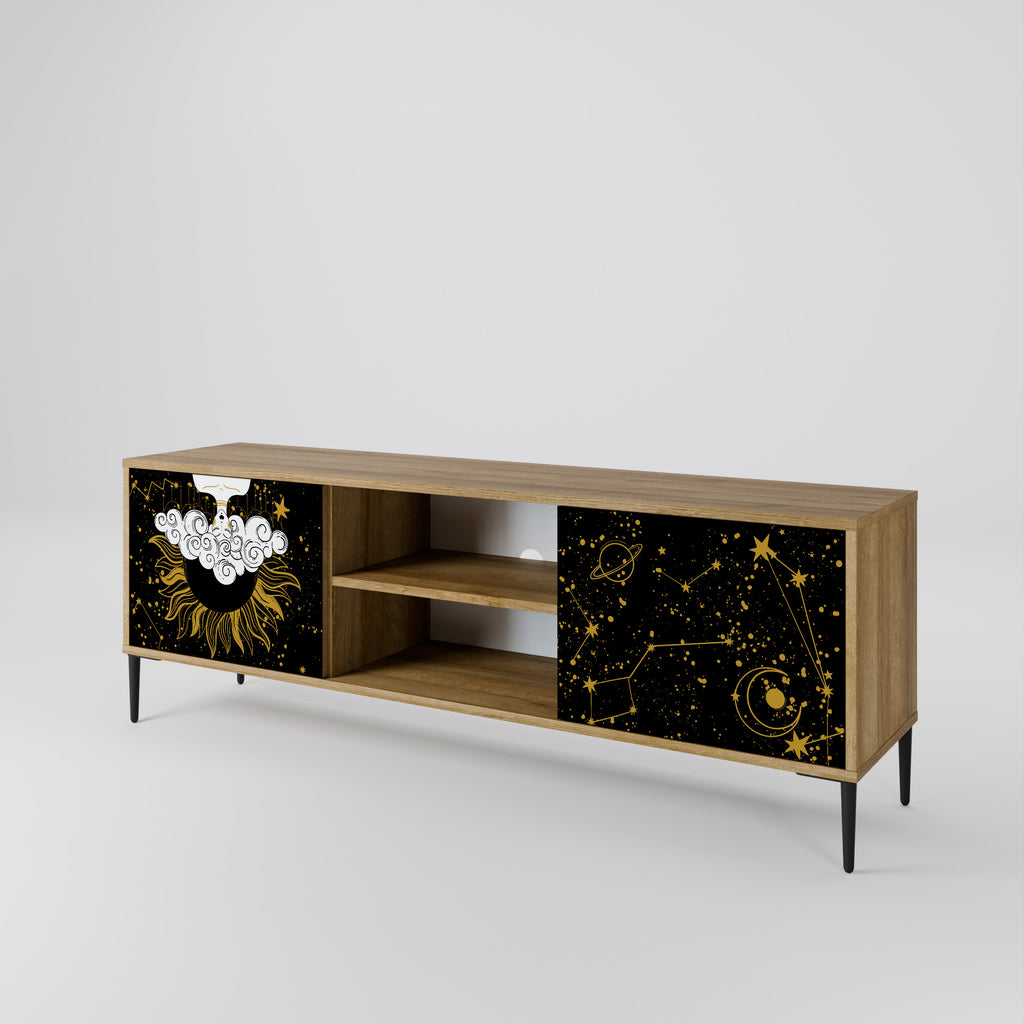 Mueble de TV STELLAR CONSTELLATIONS de 2 puertas con efecto roble
