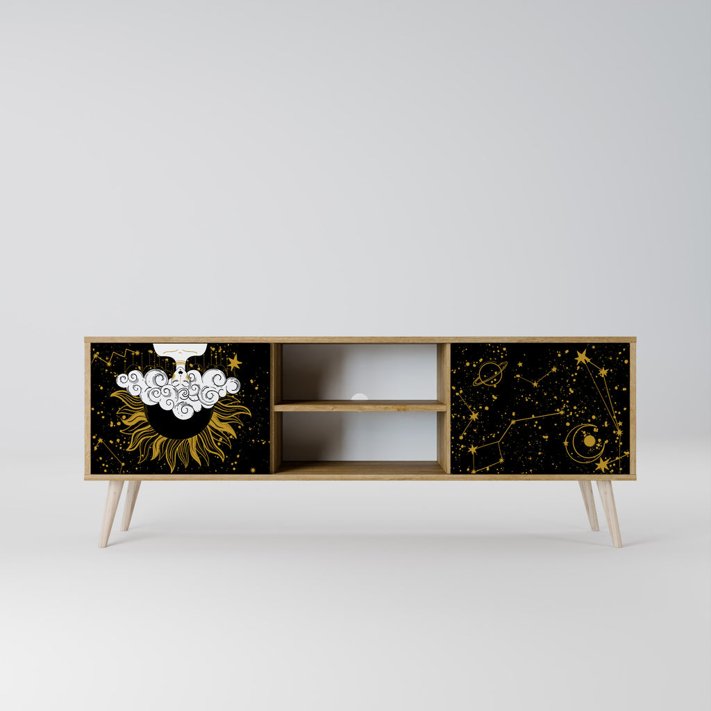 Mueble de TV STELLAR CONSTELLATIONS de 2 puertas con efecto roble