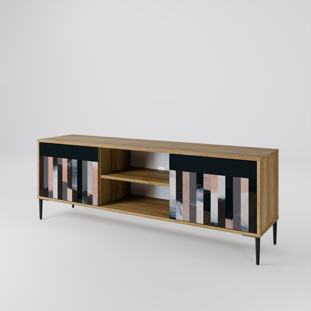 COLLAGE DE RECTÁNGULOS Mueble de TV de 2 puertas efecto roble