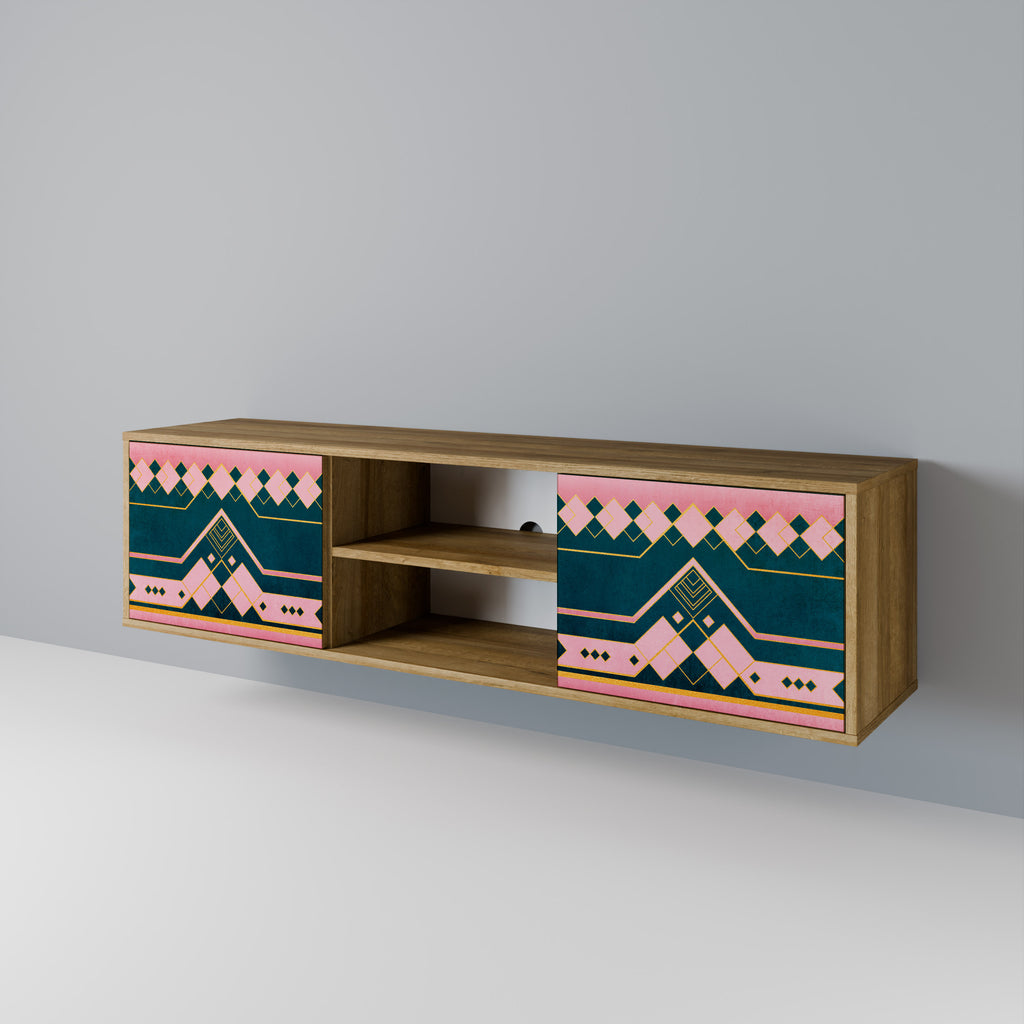 ROYAL COMPOSITION Mueble de TV de 2 puertas efecto roble