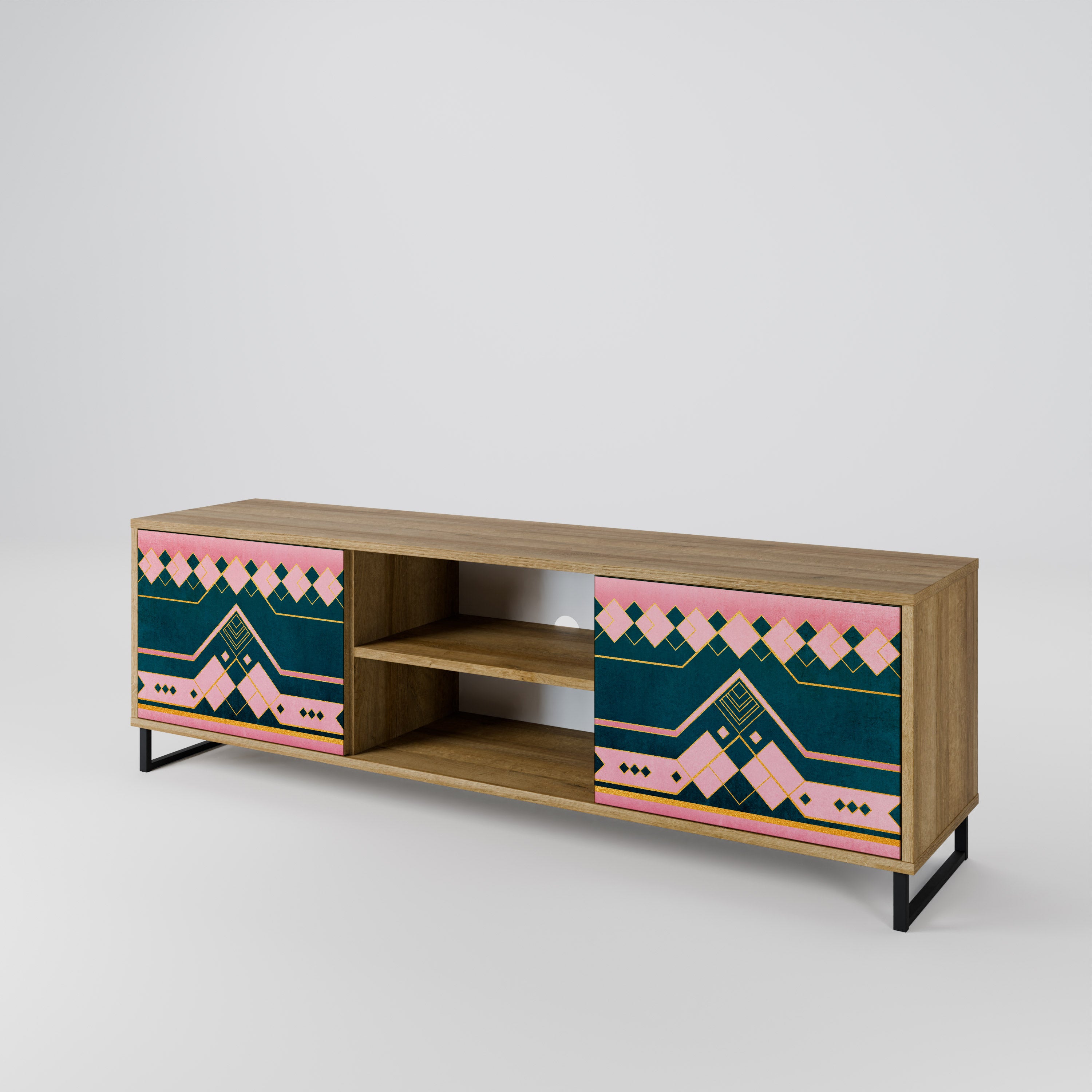 ROYAL COMPOSITION Mueble de TV de 2 puertas efecto roble