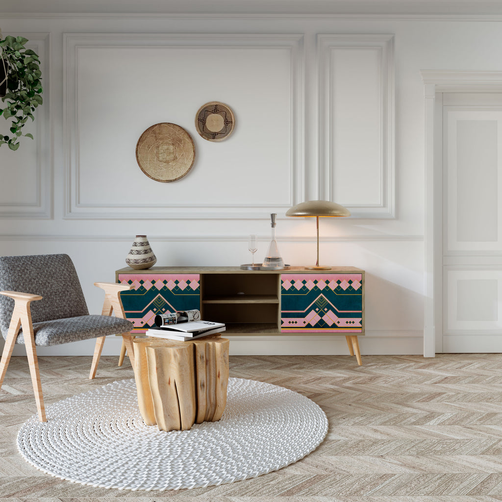 ROYAL COMPOSITION Mueble de TV de 2 puertas efecto roble