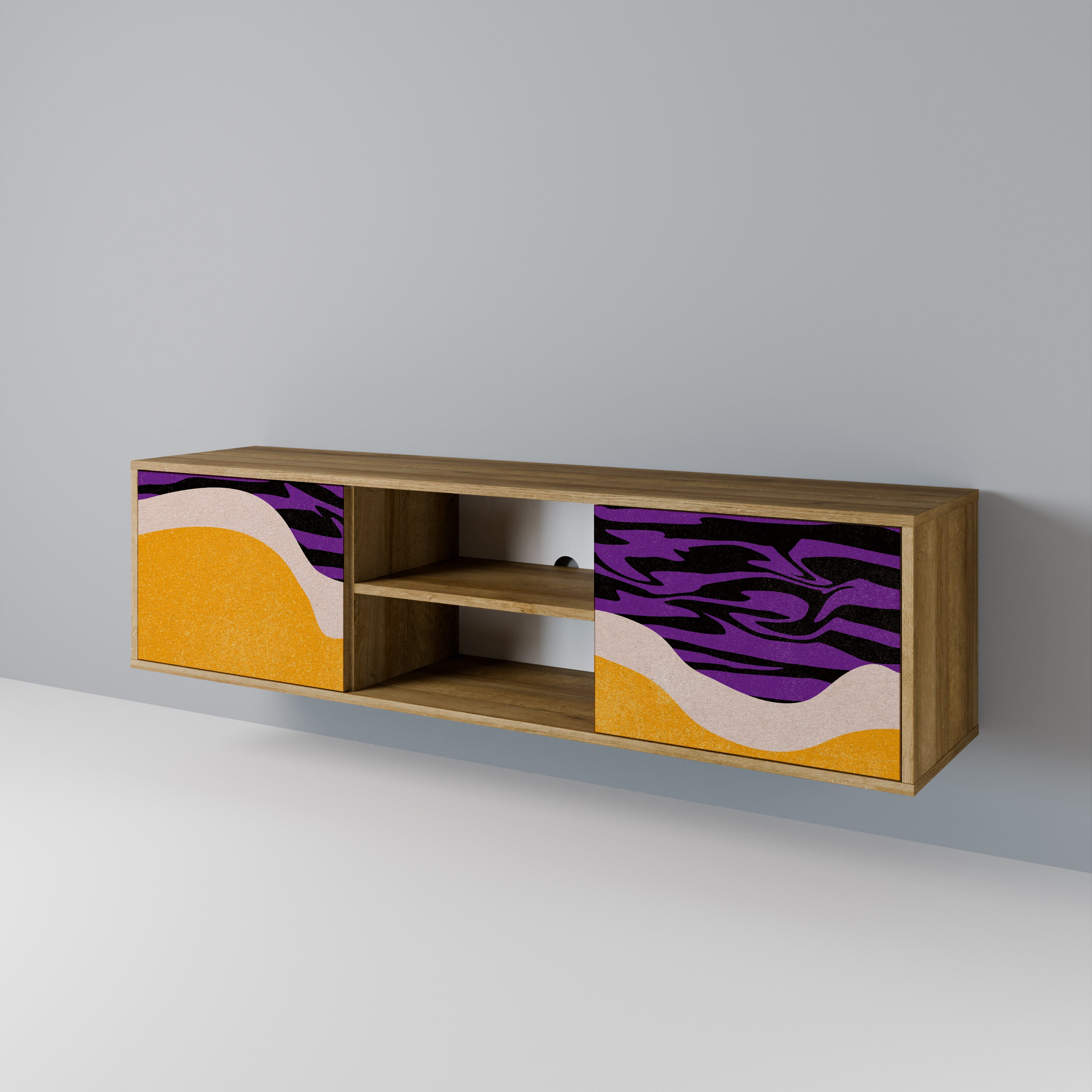 Mueble de TV INDEPENDENT BORDER de 2 puertas con efecto roble