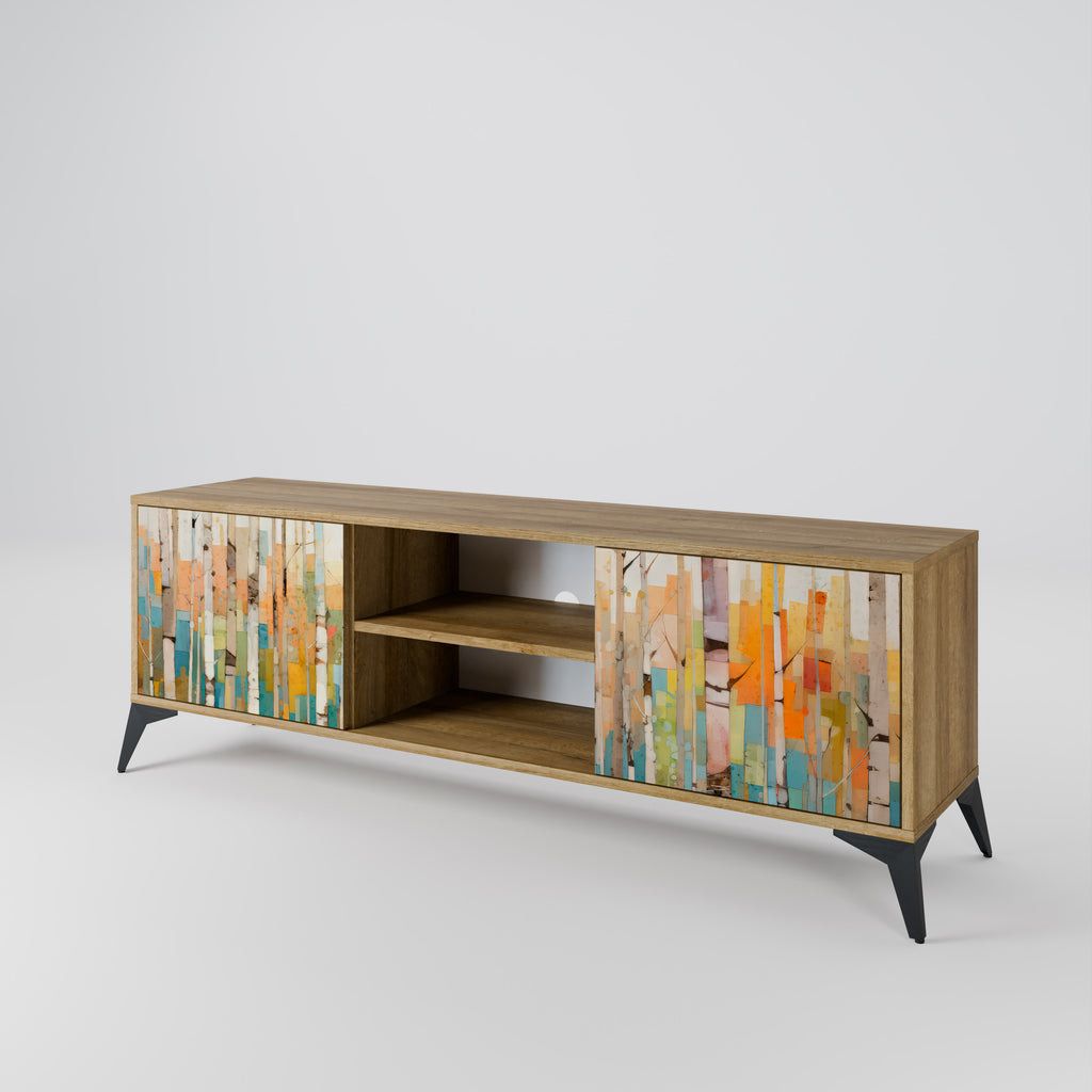Mueble de TV de 2 puertas BIRCH KALEIDOSCOPE con efecto roble