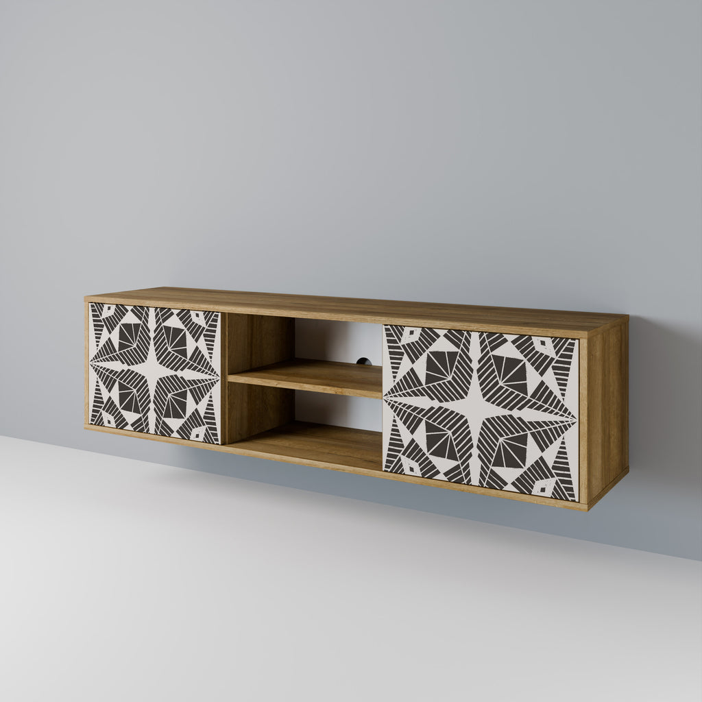 Mueble de TV MONOCROMÁTICO NEXUS de 2 puertas con efecto roble