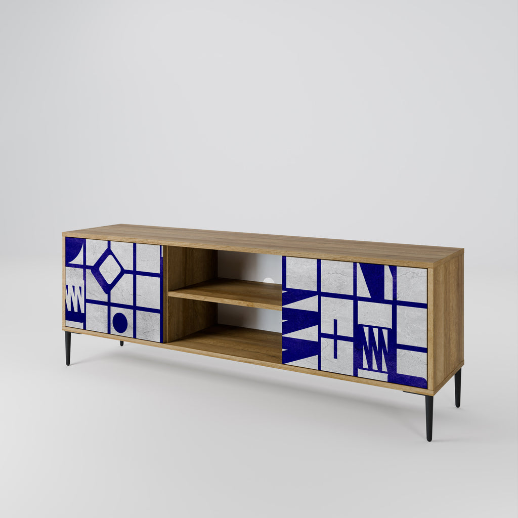 Mueble de TV de 2 puertas THE RIGHT PLACES con efecto roble