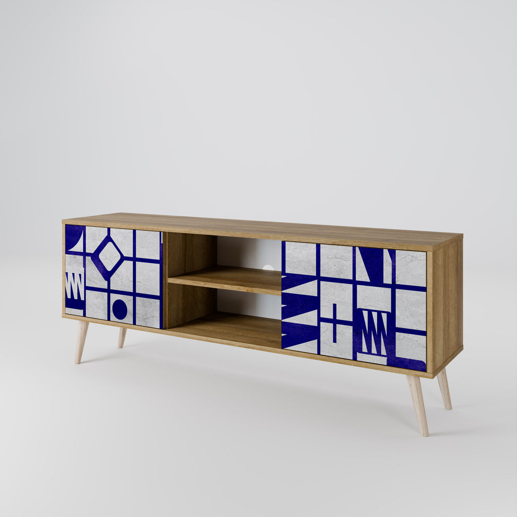 Mueble de TV de 2 puertas THE RIGHT PLACES con efecto roble