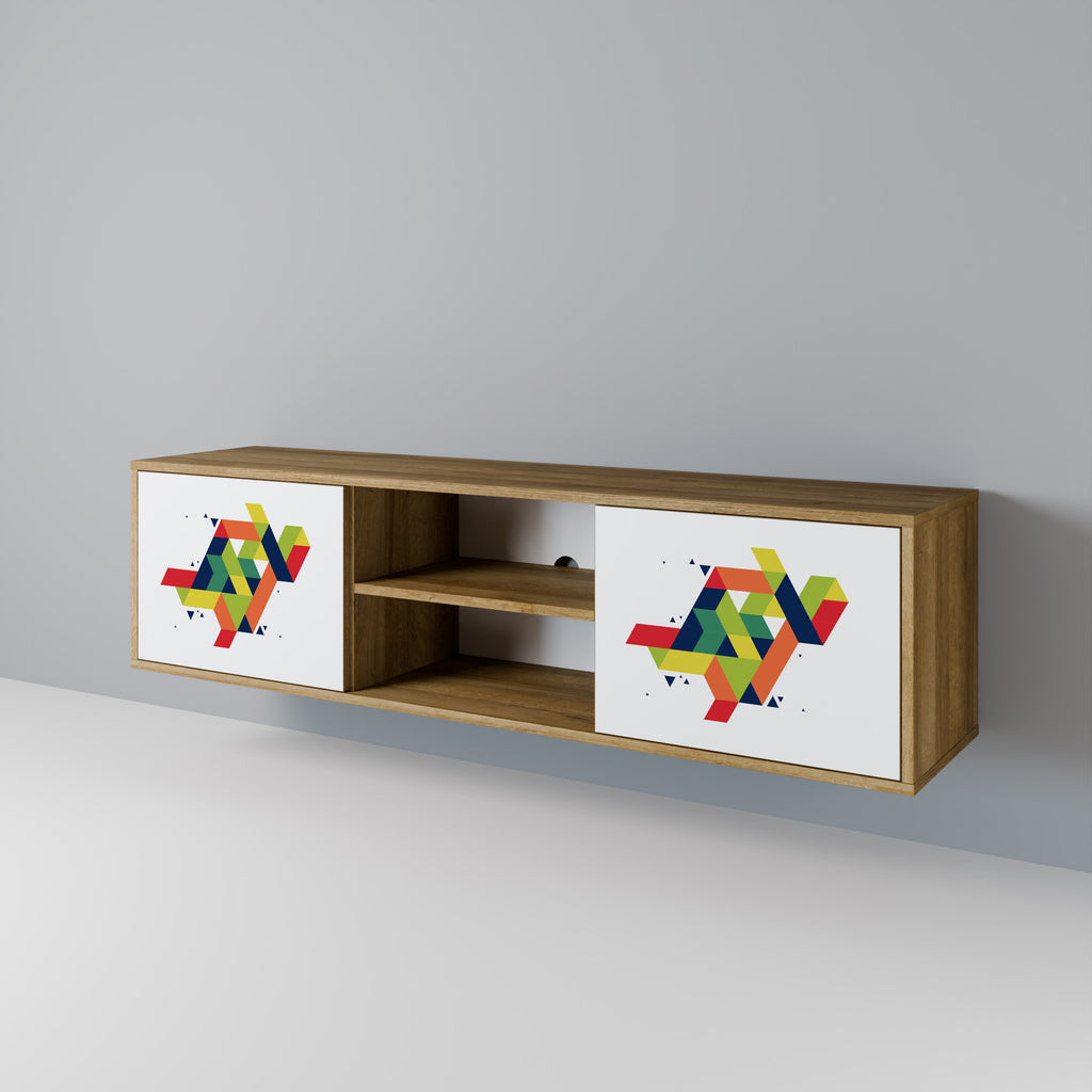 Mueble de TV de 2 puertas FUTURE SIGN con efecto roble