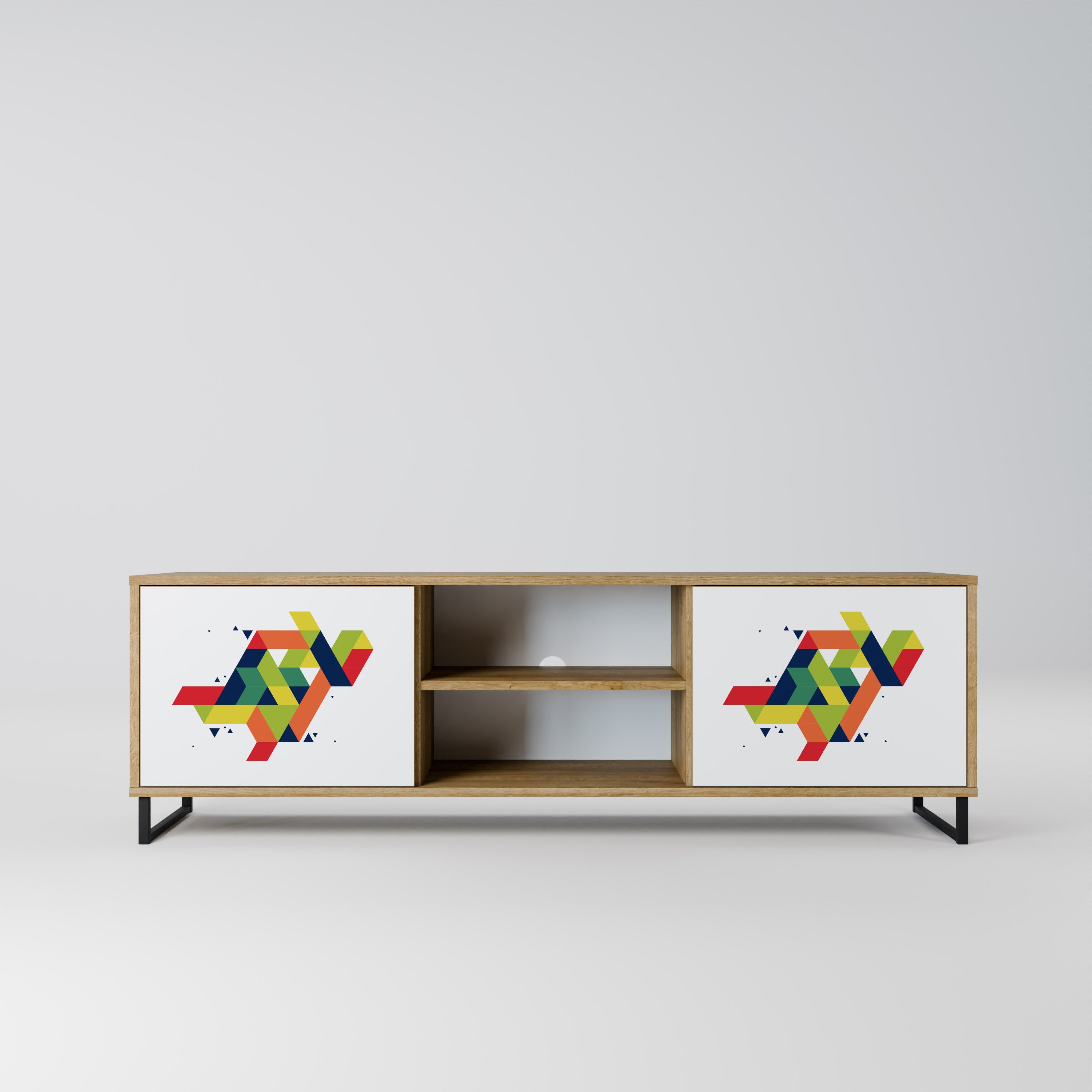 Mueble de TV de 2 puertas FUTURE SIGN con efecto roble