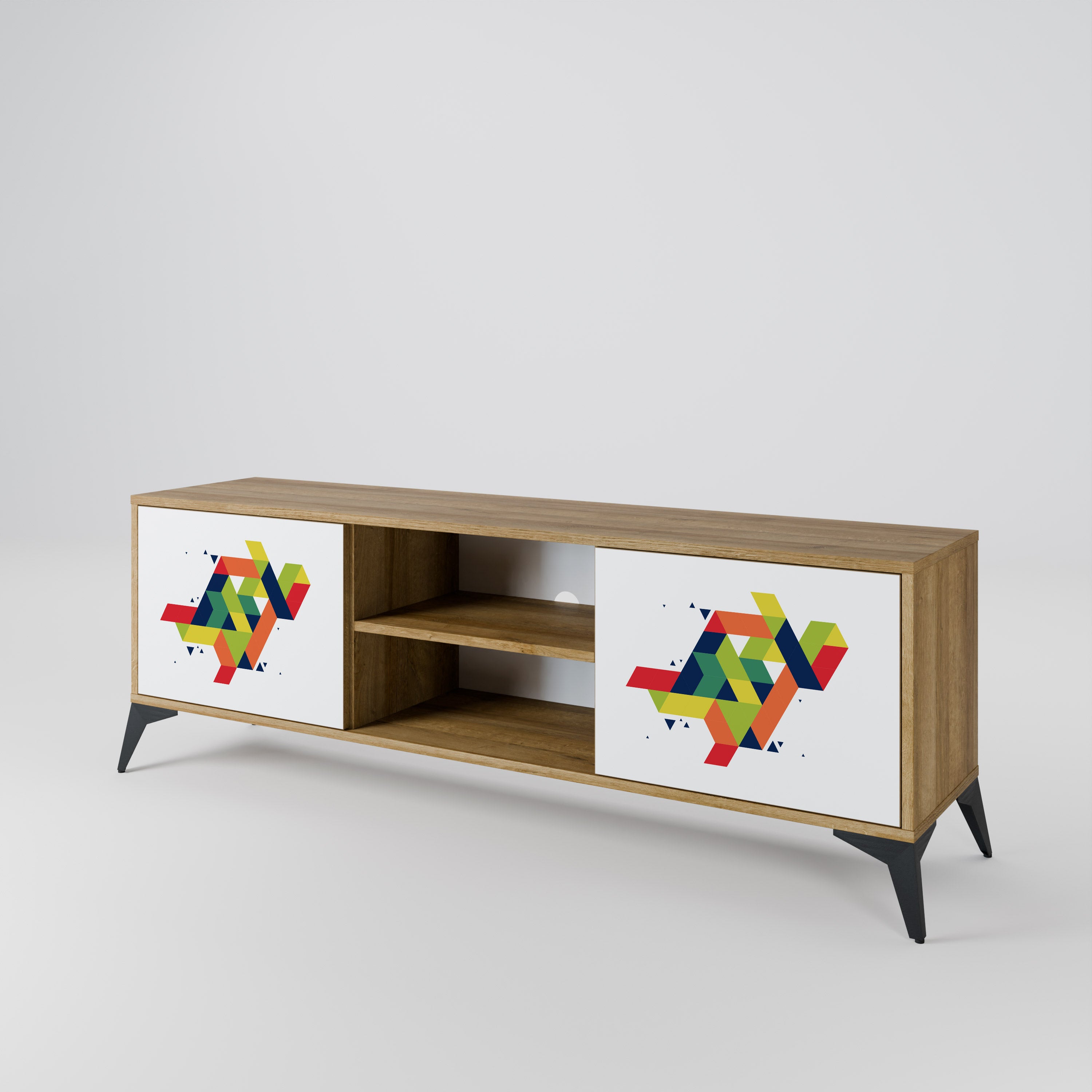 Mueble de TV de 2 puertas FUTURE SIGN con efecto roble