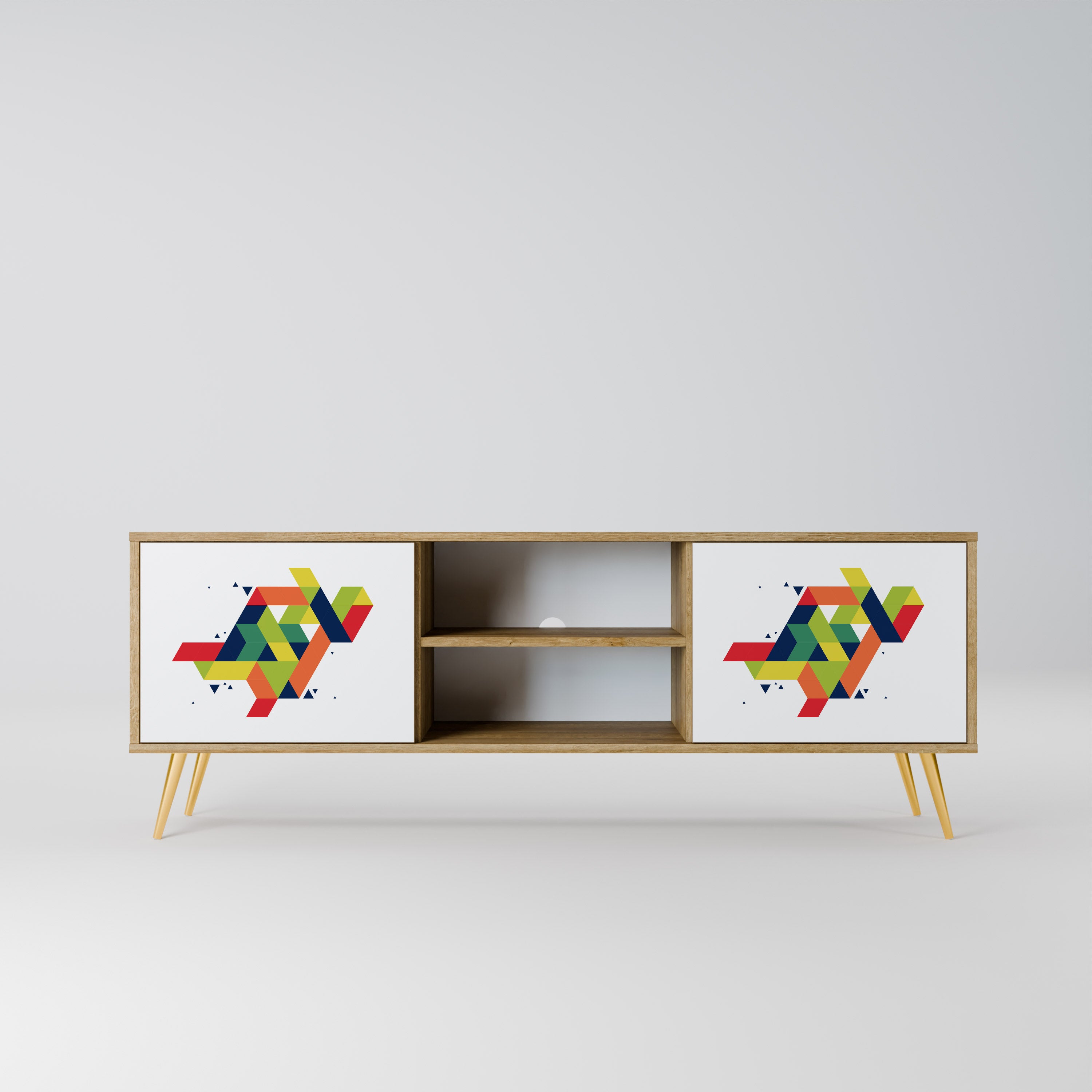 Mueble de TV de 2 puertas FUTURE SIGN con efecto roble