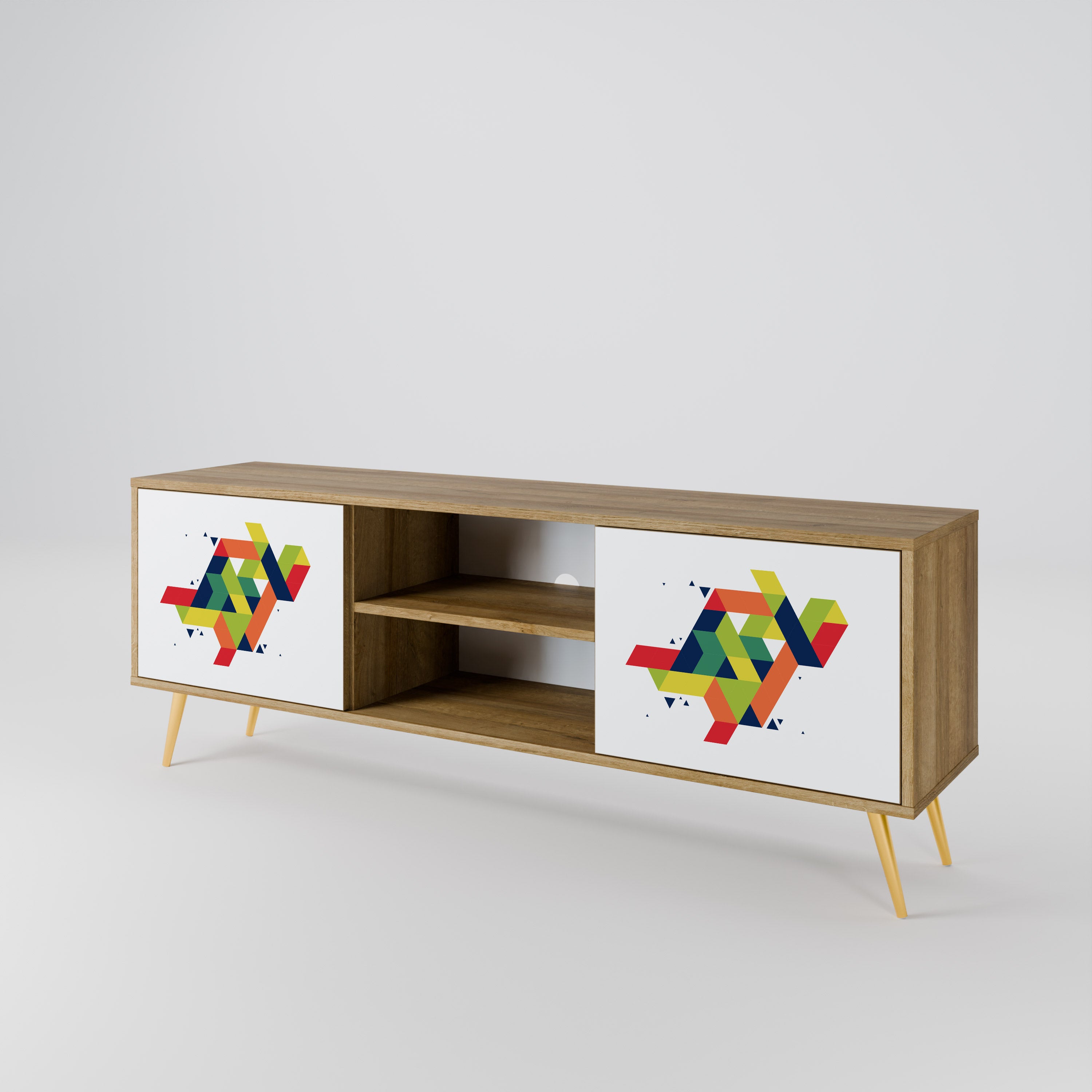 Mueble de TV de 2 puertas FUTURE SIGN con efecto roble