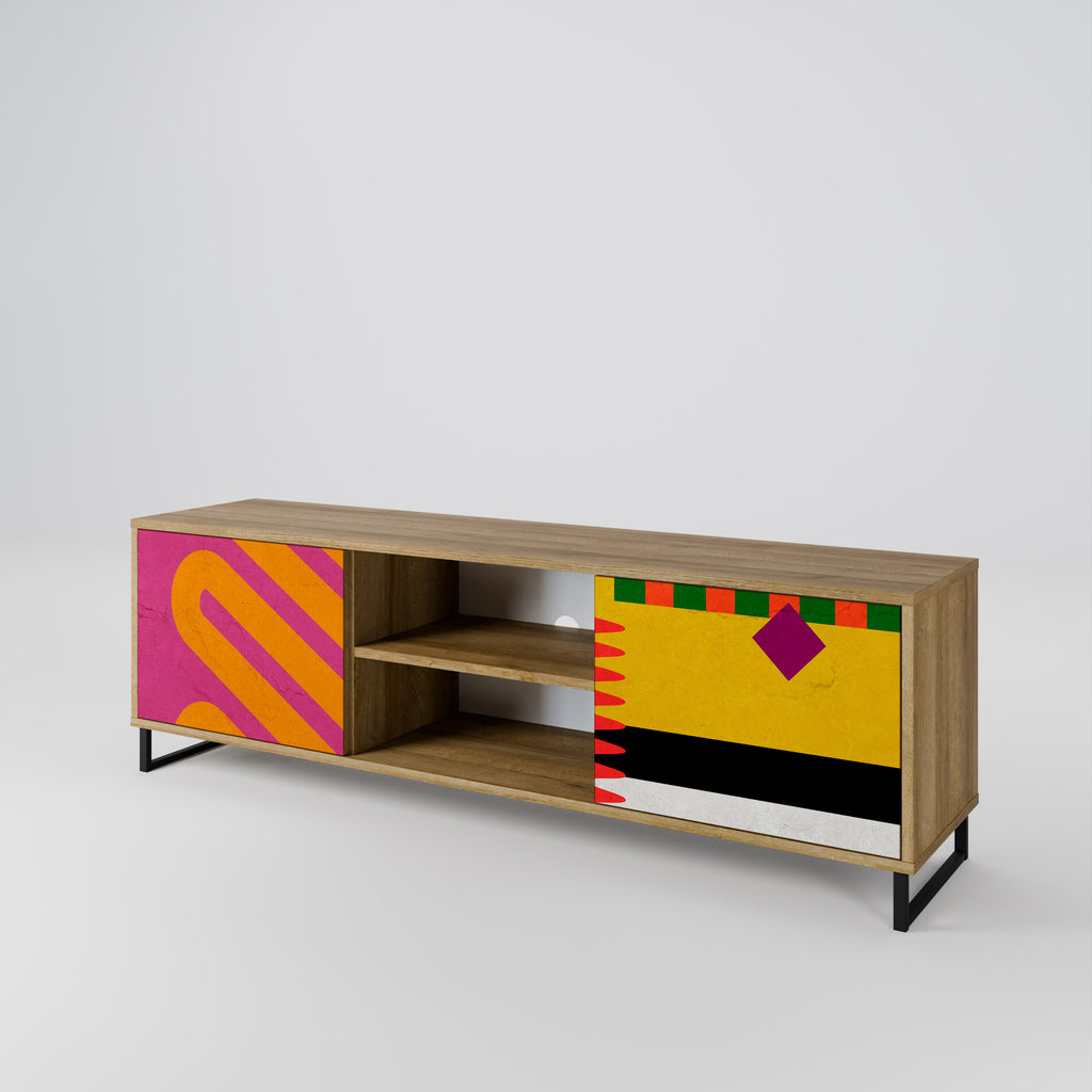 Mueble de TV de 2 puertas VIVID ART con efecto roble