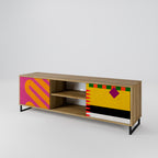 VIVID ART Mueble de TV de 2 Puertas en Efecto Roble