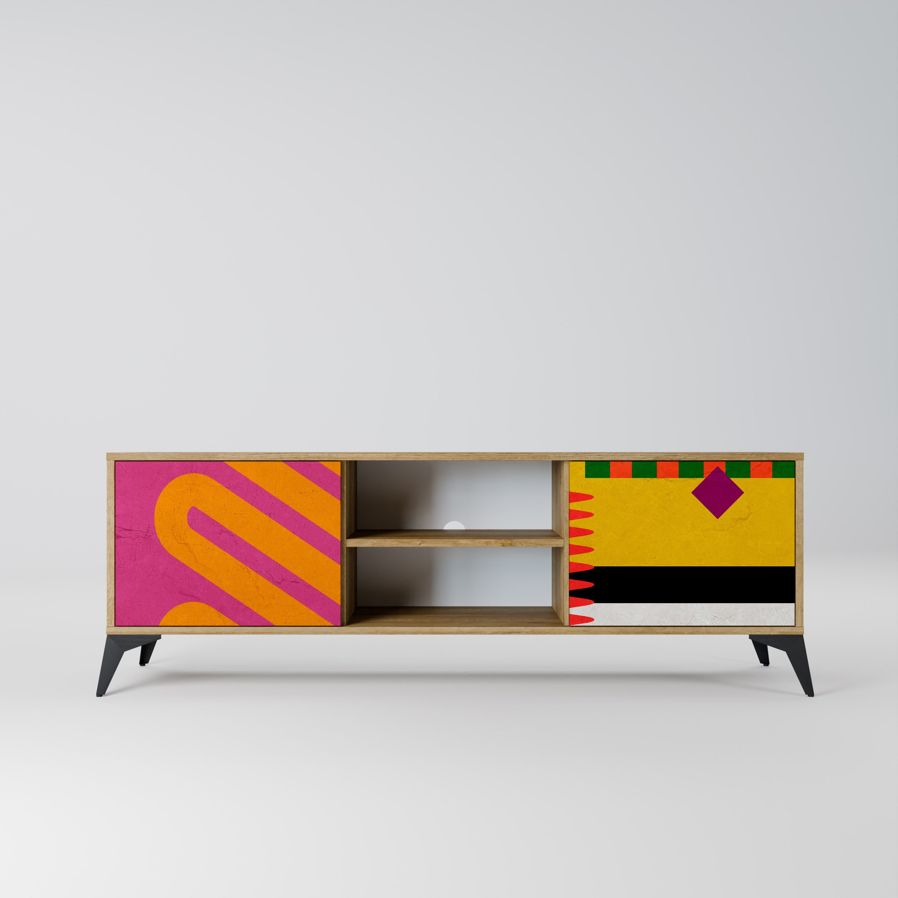 Mueble de TV de 2 puertas VIVID ART con efecto roble