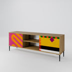 VIVID ART Mueble de TV de 2 Puertas en Efecto Roble