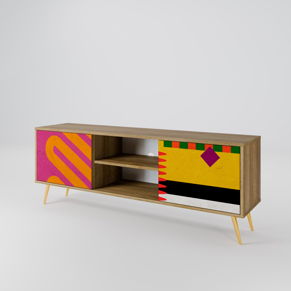 VIVID ART Mueble de TV de 2 Puertas