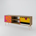 VIVID ART Mueble de TV de 2 Puertas en Efecto Roble