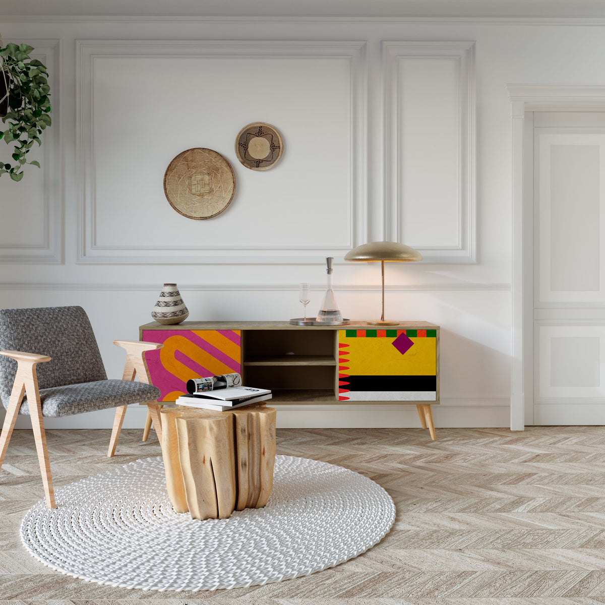 VIVID ART Mueble de TV de 2 Puertas
