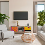 VIVID ART Mueble de TV de 2 Puertas en Efecto Roble