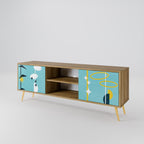 PATHS TO HAPPINESS Mueble de TV de 2 Puertas en Efecto Roble