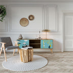 PATHS TO HAPPINESS Mueble de TV de 2 Puertas en Efecto Roble