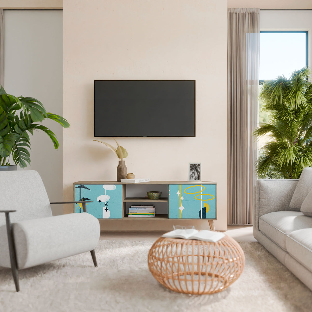 PATHS TO HAPPINESS Mueble de TV de 2 Puertas