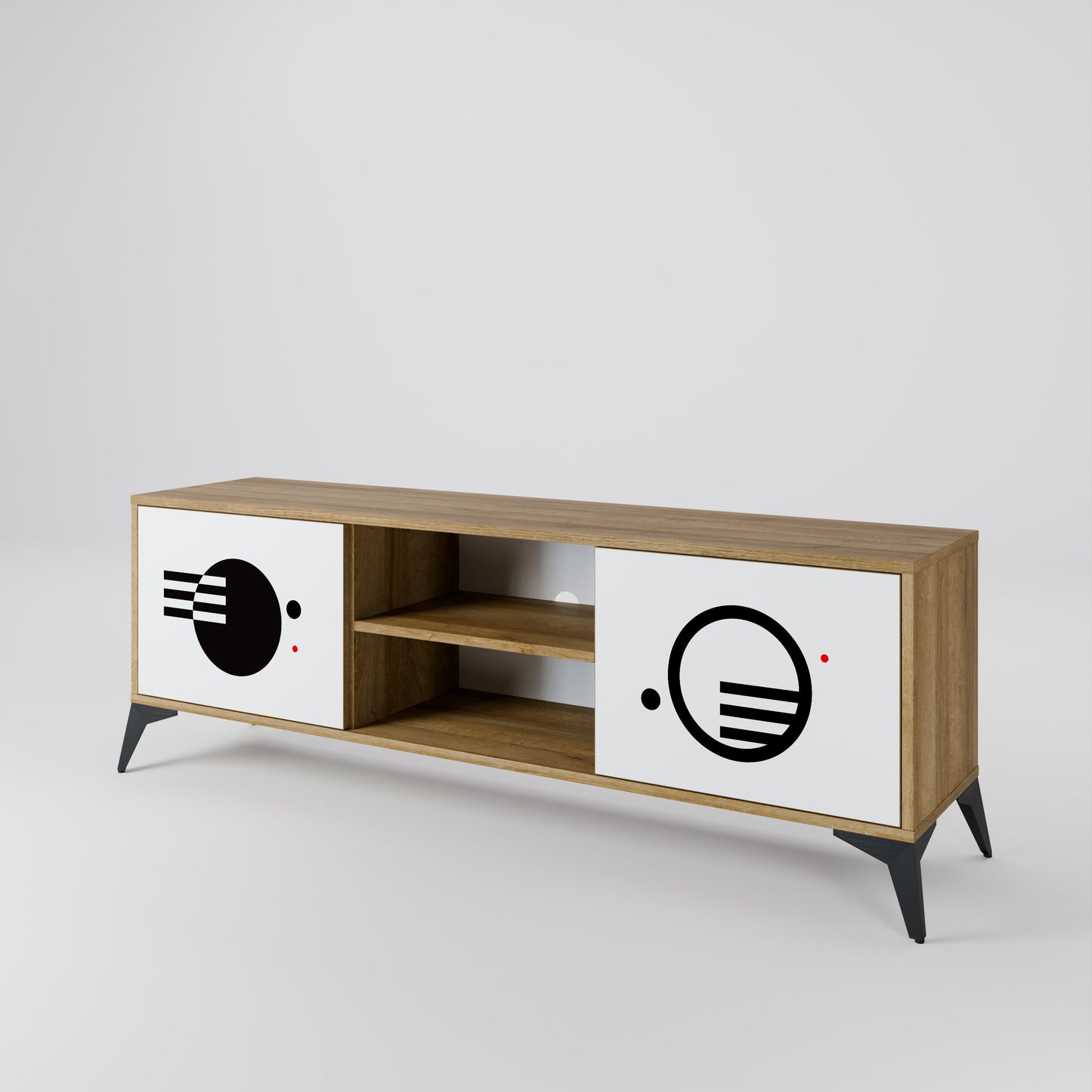 BLACK AND WHITE COMBINATION Mueble de TV de 2 Puertas