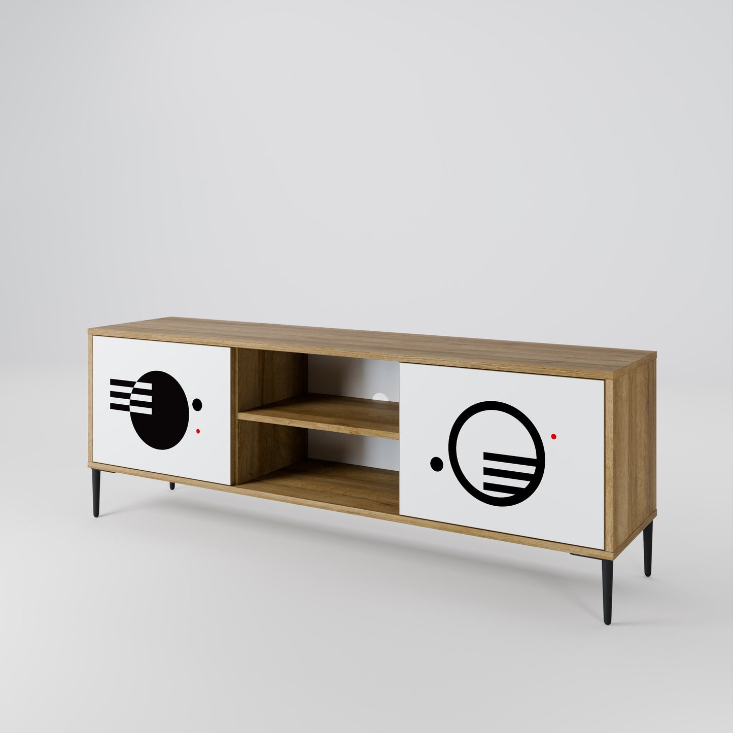 BLACK AND WHITE COMBINATION Mueble de TV de 2 Puertas