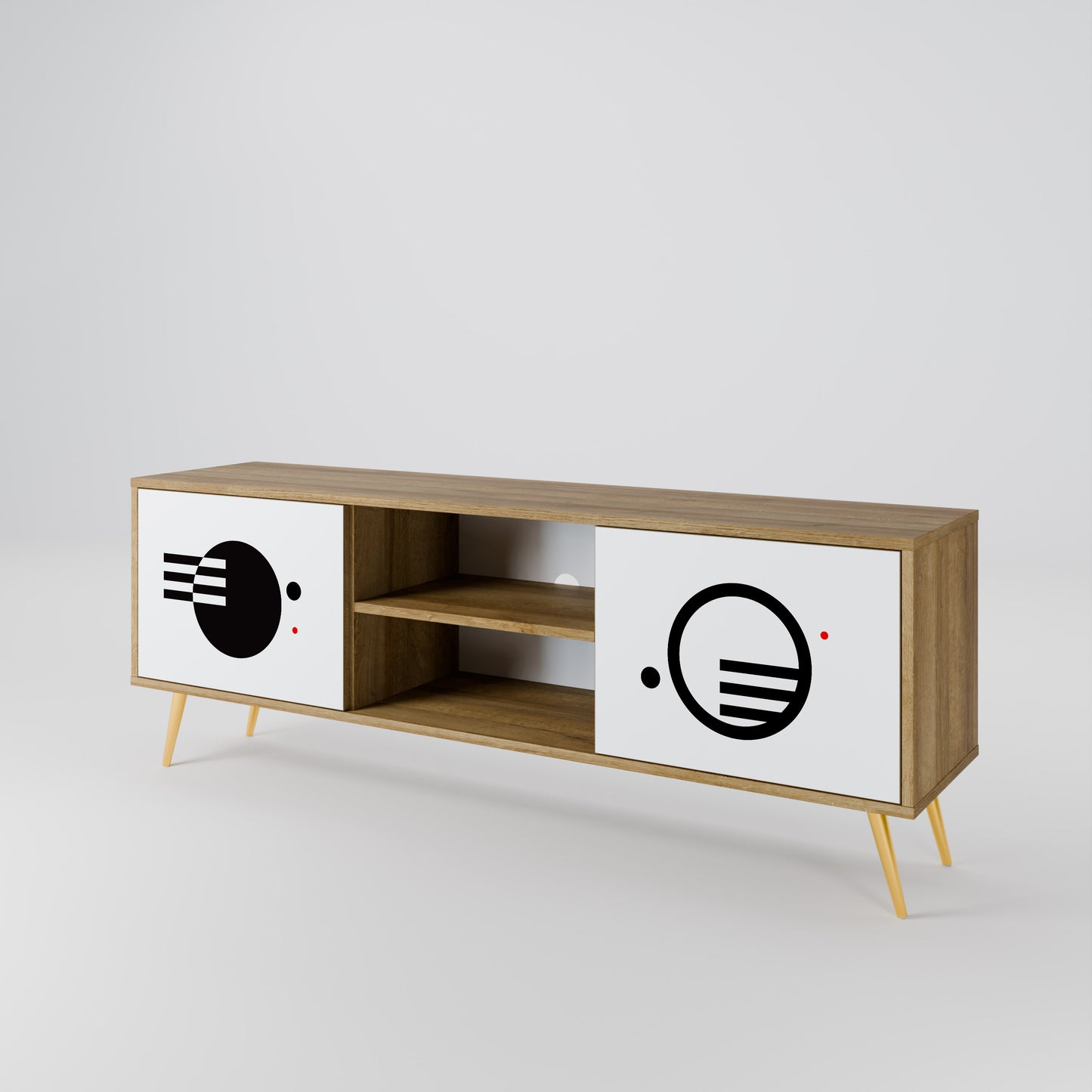 BLACK AND WHITE COMBINATION Mueble de TV de 2 Puertas