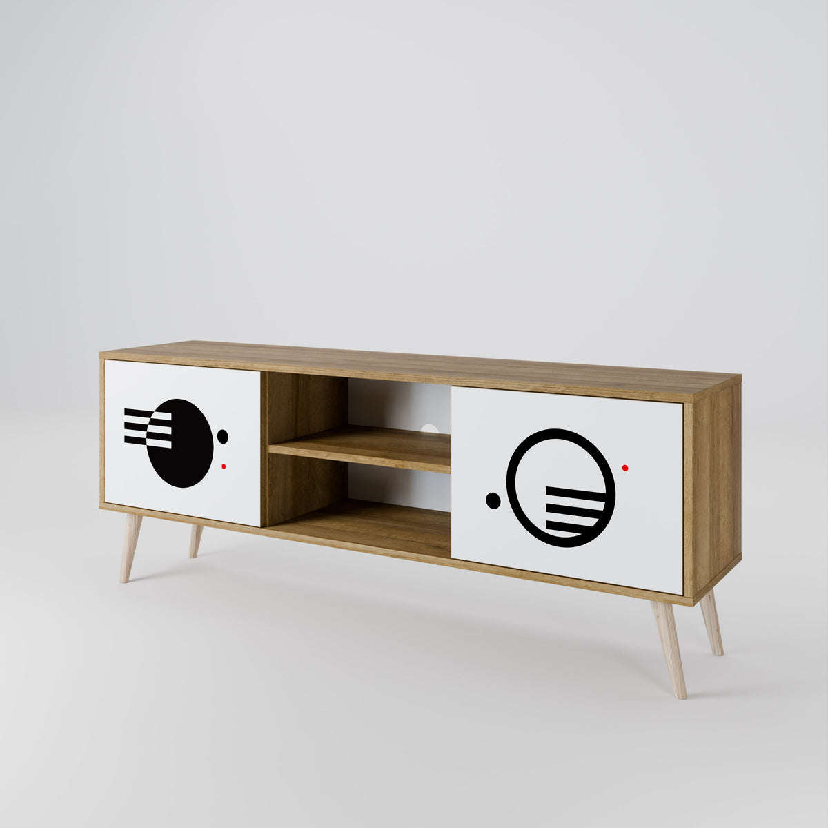 BLACK AND WHITE COMBINATION Mueble de TV de 2 Puertas