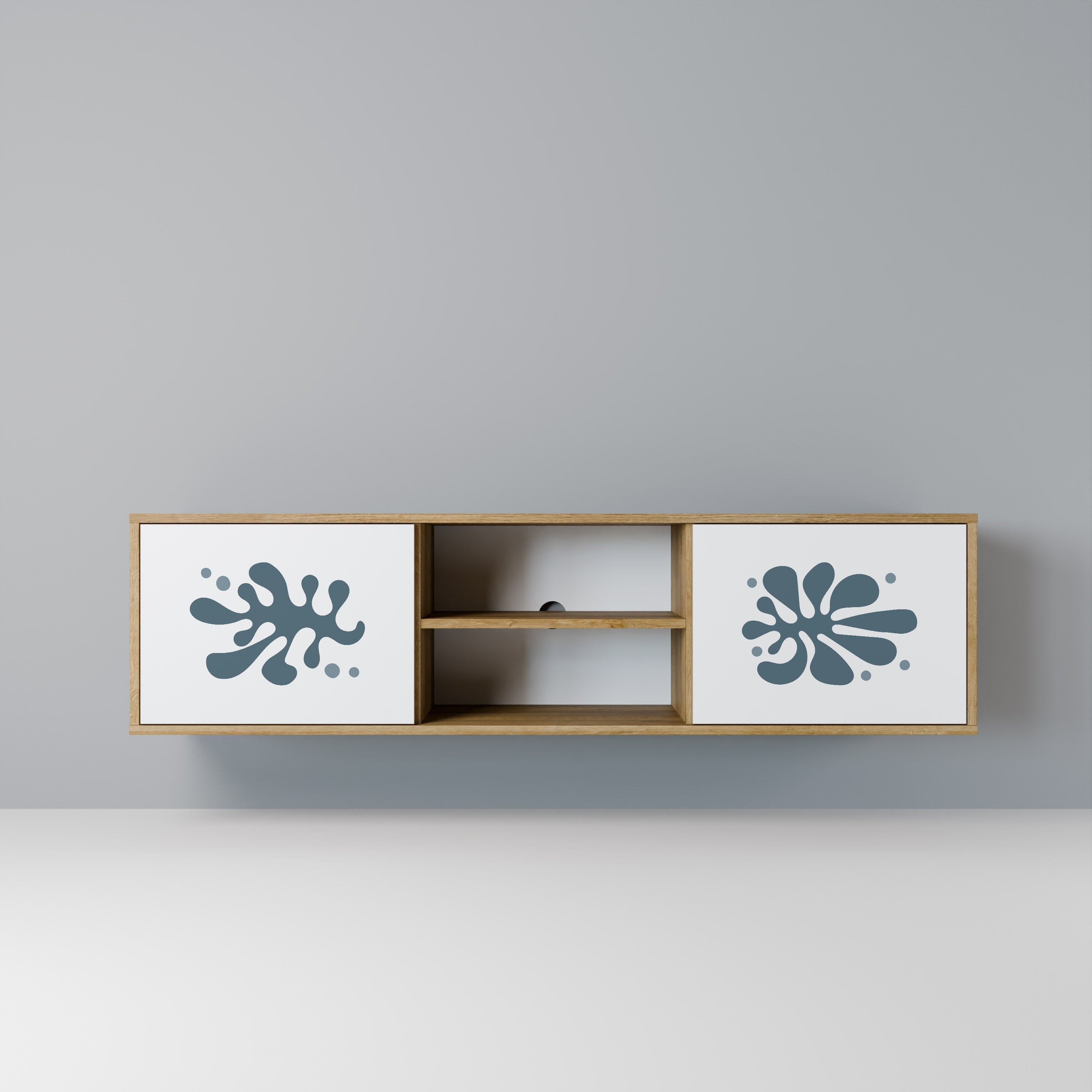 Mueble de TV de 2 puertas WONDERLAND VEGETATION con efecto roble