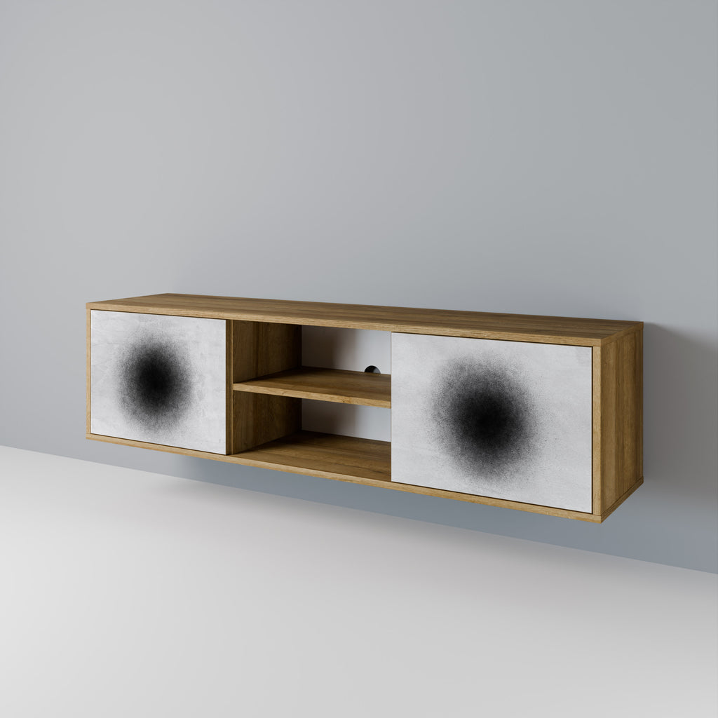 Mueble de TV de 2 puertas BLACK HOLE con efecto roble