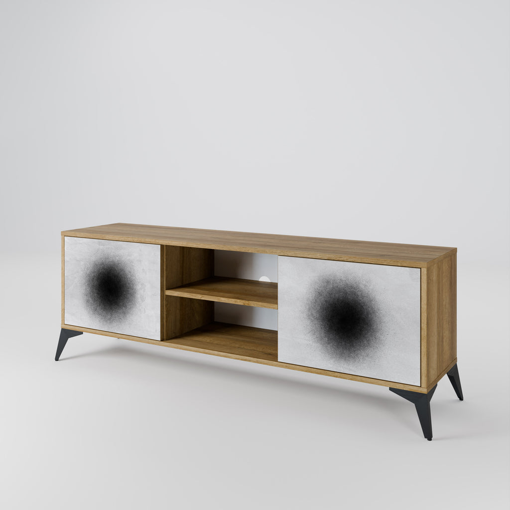 Mueble de TV de 2 puertas BLACK HOLE con efecto roble
