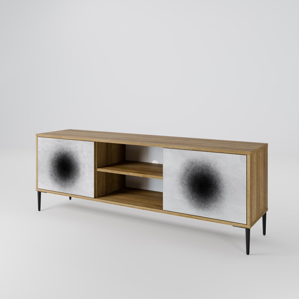 Mueble de TV de 2 puertas BLACK HOLE con efecto roble