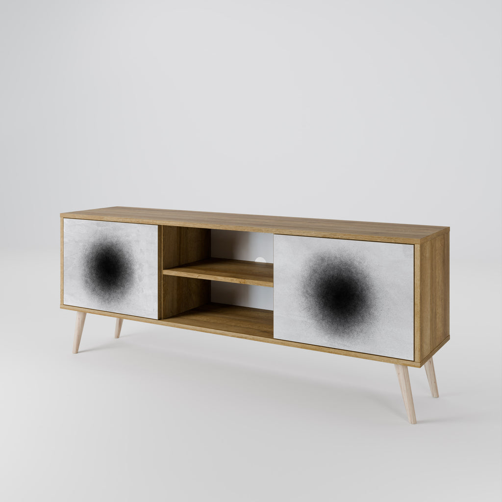 Mueble de TV de 2 puertas BLACK HOLE con efecto roble
