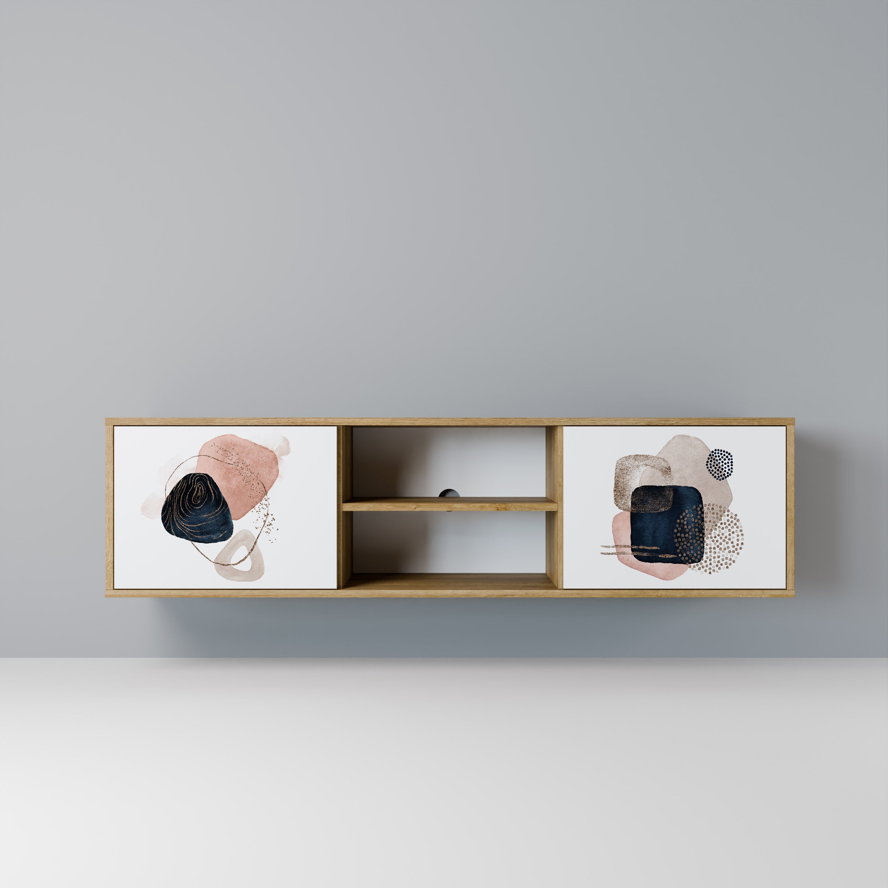 Mueble de TV de 2 puertas con efecto roble COLORFUL SHAPES